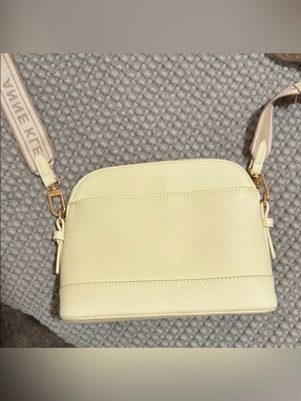 Anne Klein Pale Butter Yellow Dome Crossbody Bag